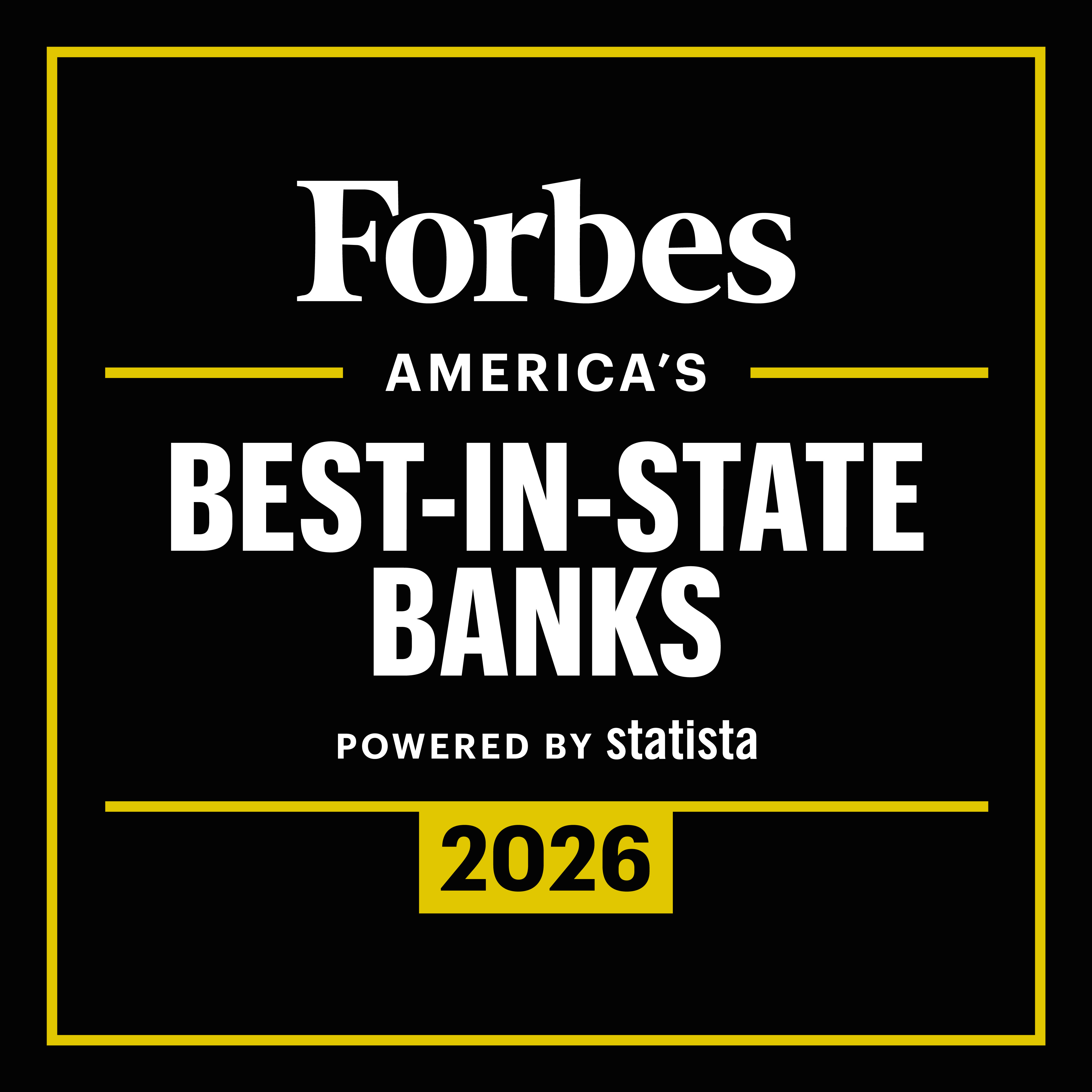 Forbes US Best In State Banks 2026 Award Logo