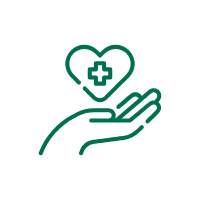 Hand holding a heart icon