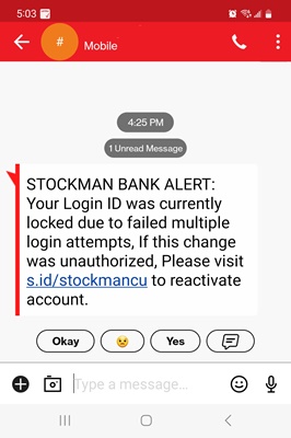 Fraud Screenshot 1 Fraudulent Text Message