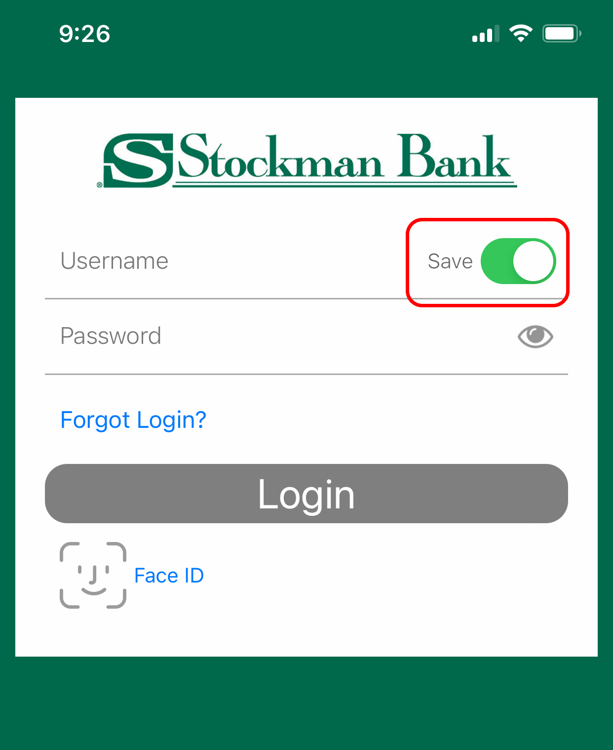 Save Login Button