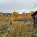 Old barn with fall trees